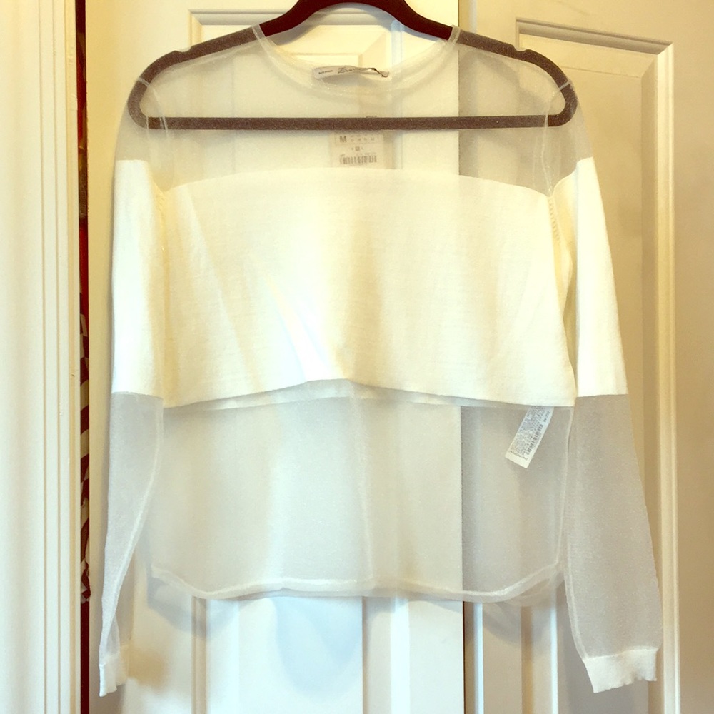 Zara Knit sheer white top